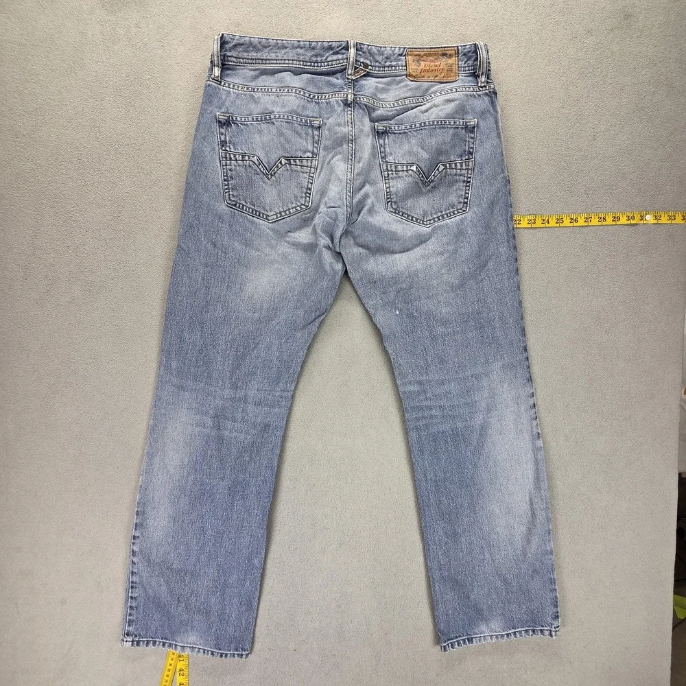 Diesel Jeans Mens 34x30 Blue Larkee Regular Straight Distressed Button Fly 0800Z